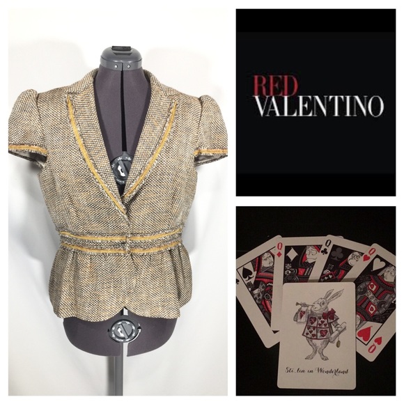 Valentino Jackets & Blazers - Valentino Red Tweed Blazer Jacket IT 50 US 14